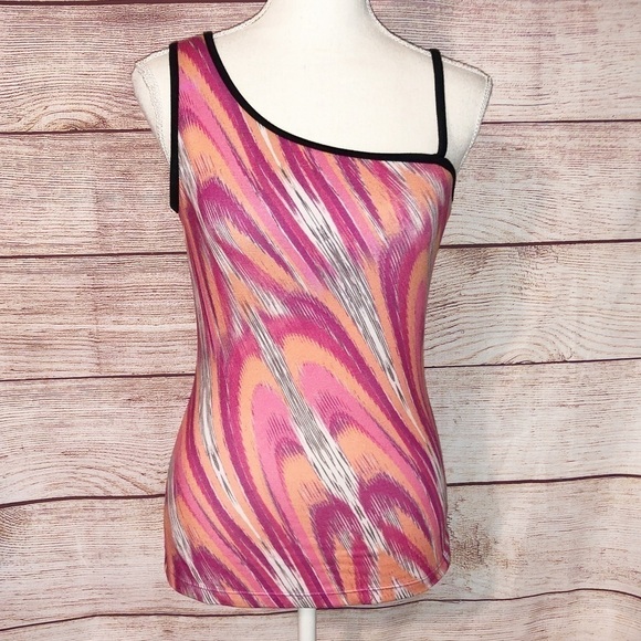 PrAna Pink and Orange Melon Arch Etta One Shoulder Workout Tank Size S - Picture 1 of 9